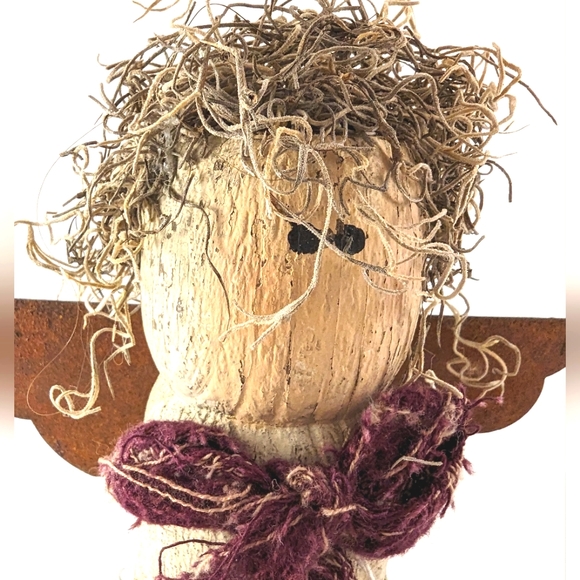 Vintage Folk Art Angel Approximate 8" Tall Wooden Spindle Art - Picture 3 of 3